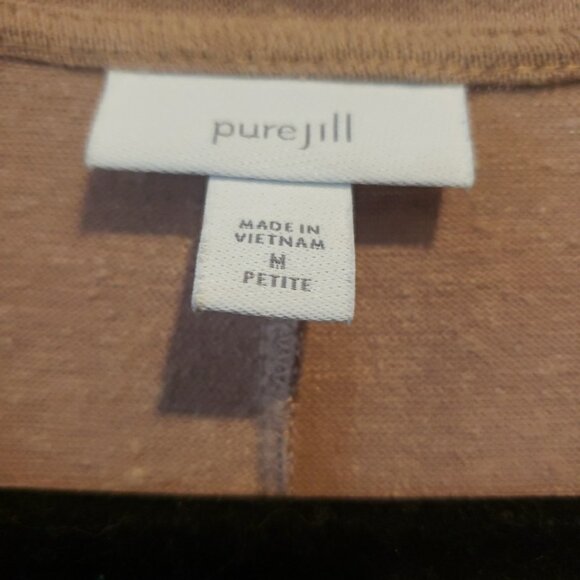 Pure Jill Duster Cardigan 3/4 Sleeve Button Pocket Hemp Organic Cotton Brown M - Picture 7 of 9